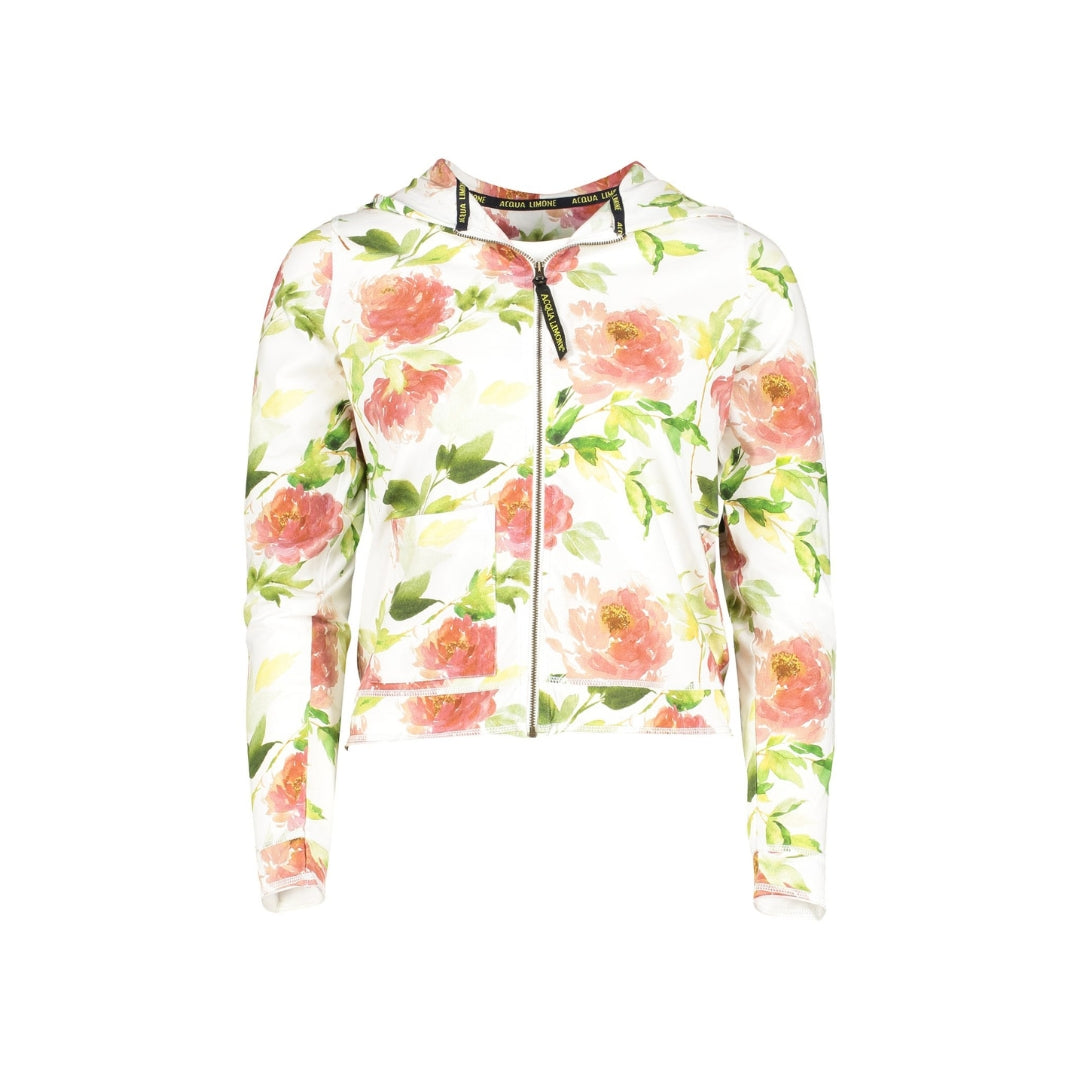 Donna Hood Jacket Co/Elastane - Flower Print